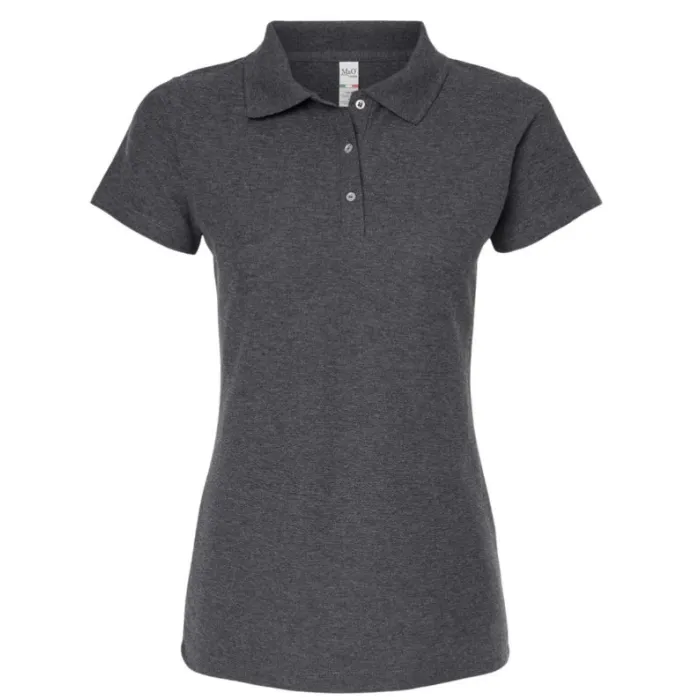 Polo polyester /coton piqué importation, charbon mixte, coupe ajustée