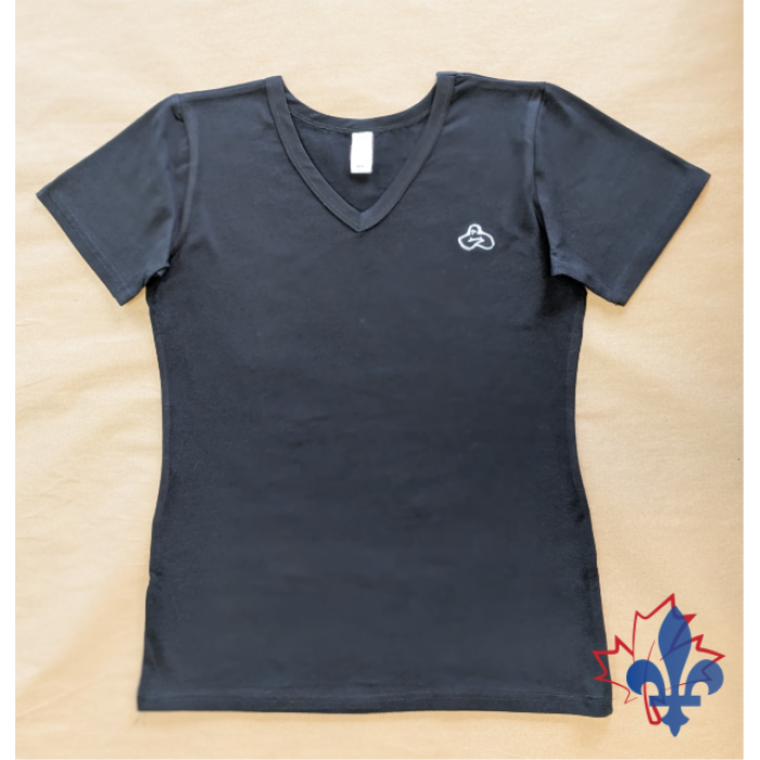 T-shirt ajusté encolure en "V" noir