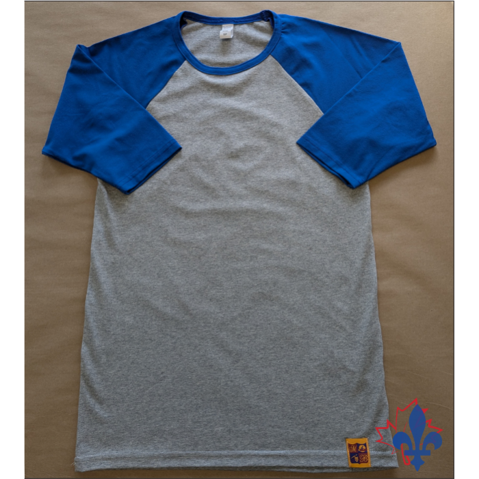 Grey and royal blue 3/4 sleeves T-shirt