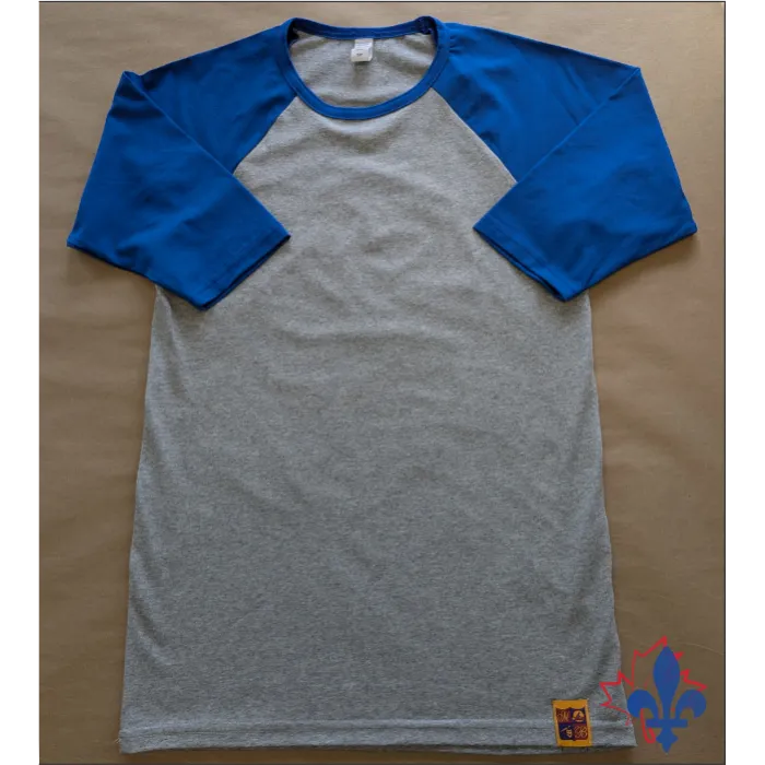 T-shirt manches 3/4 gris et royal