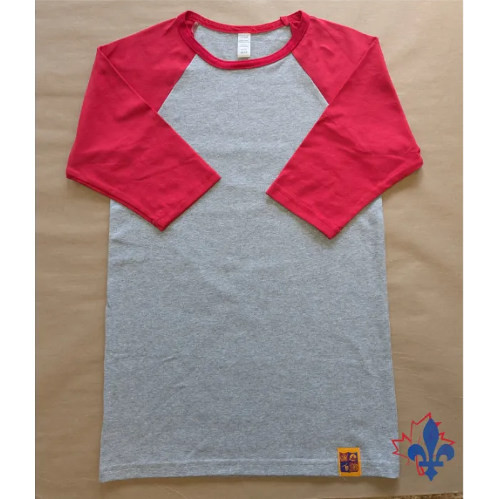T-shirt manches 3/4 gris et rouge