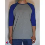 Grey and royal blue 3/4 sleeves T-shirt
