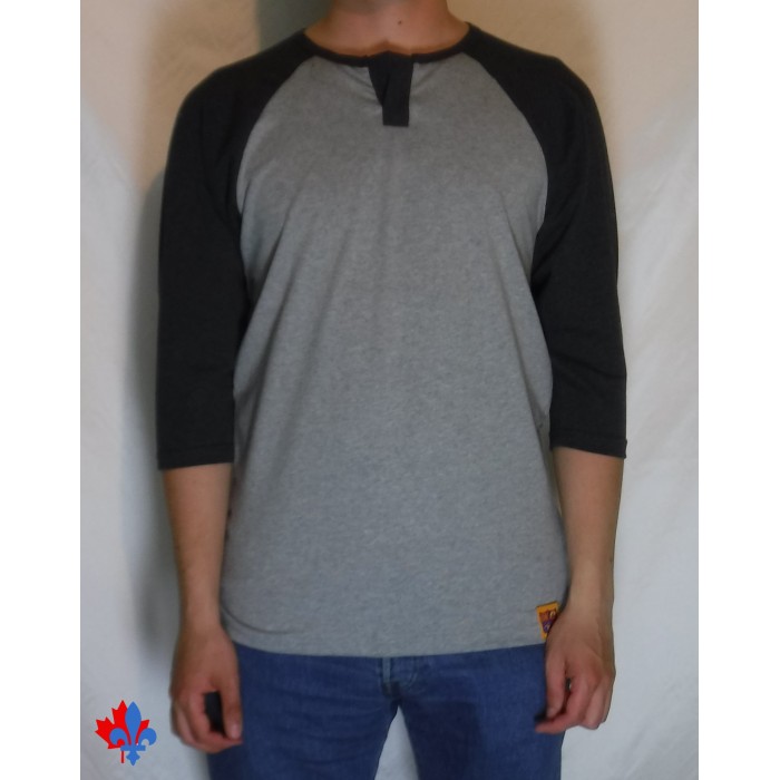 *LIQUIDATION* Grey and charcoal 3/4 sleeves T-shirt Henley