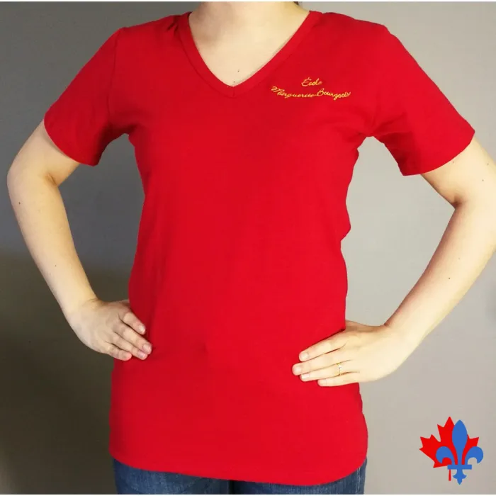* LIQUIDATION * T-shirt encolure en V ajusté rouge