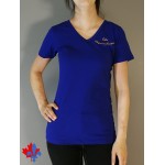T-shirt ajusté encolure en V bleu royal