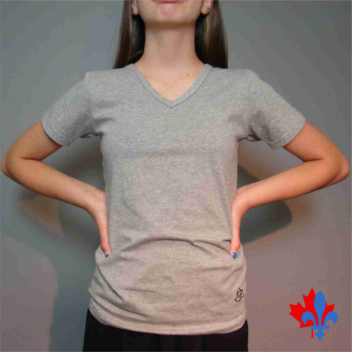 T-shirt ajusté encolure en "V" gris
