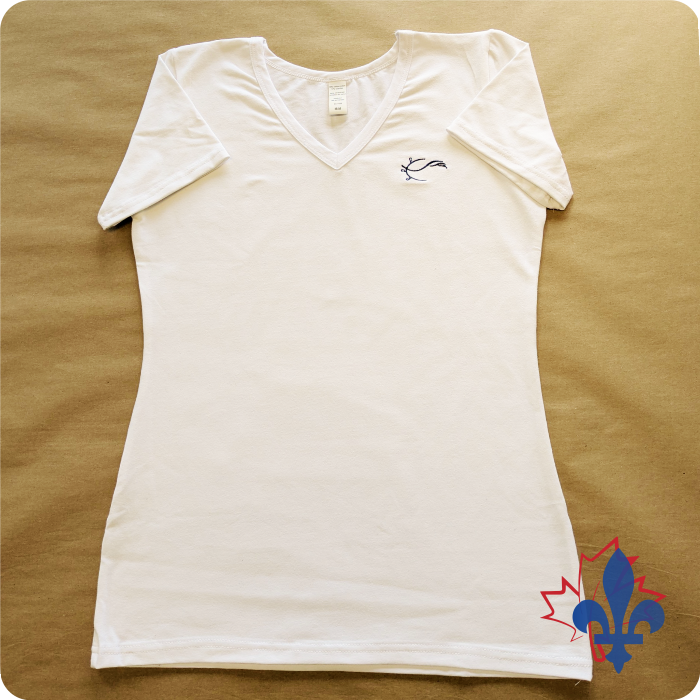 White ajusted "V" neck fitted T-shirt
