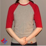 T-shirt manches 3/4 gris et rouge